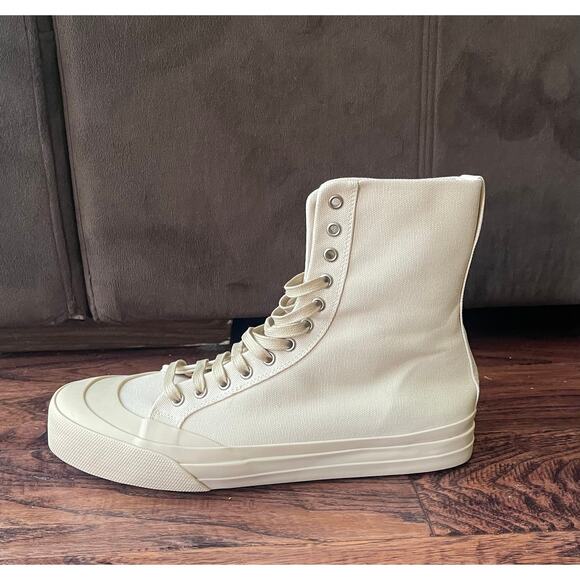 $895 NIB Bottega Veneta Beige Canvas Combat Boots Size 42(9) main image 5